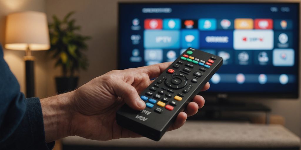 Remote control pointing at TV with IPTV subscription in Canada