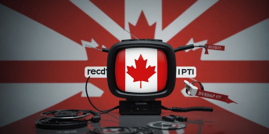 Reddit logo, Canadian flag, IPTV legality discussion Is IPTV Legal in Canada Reddit