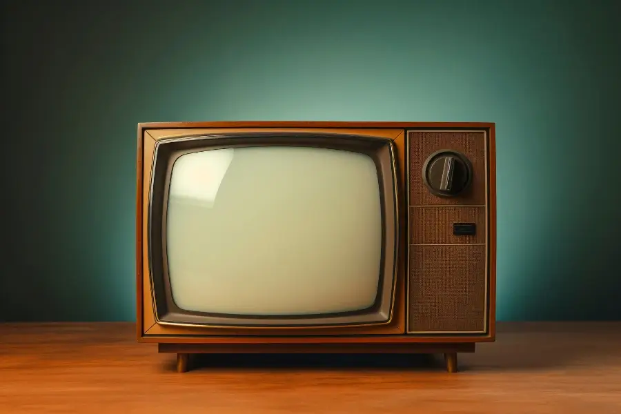 Young woman watching video on demand on her TV